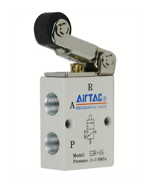 AIRTAC MANUAL AIR VALVE, 3 WAY, ROLLER TYPE, 1/8" PT PORT SIZE